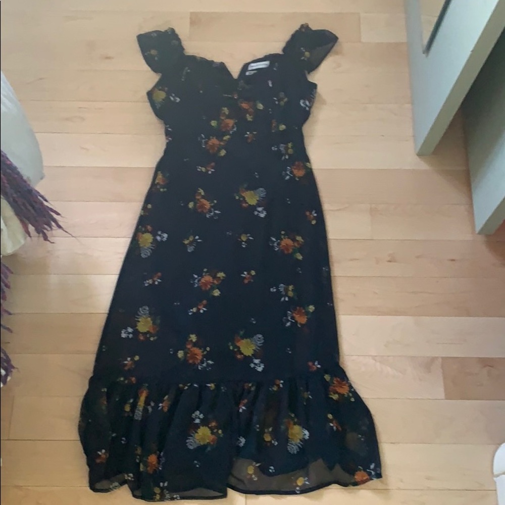 Navy floral midi dress
